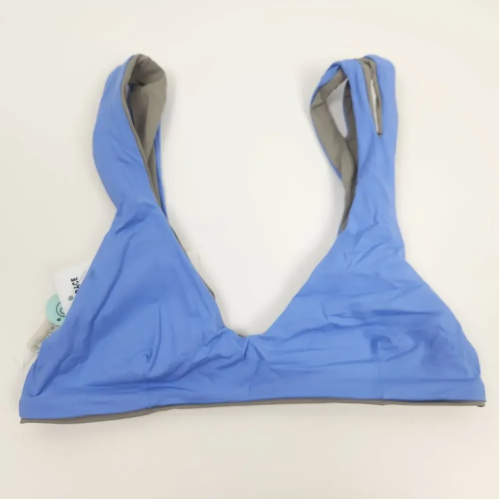 L*Space One Wave Bikini Top Reversible Gray Blue Size Small NWT